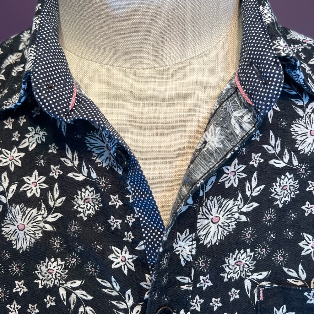 🖤Ted Baker London - Dillan Long Sleeve Floral Print Shirt Black & White - Picture 2 of 6